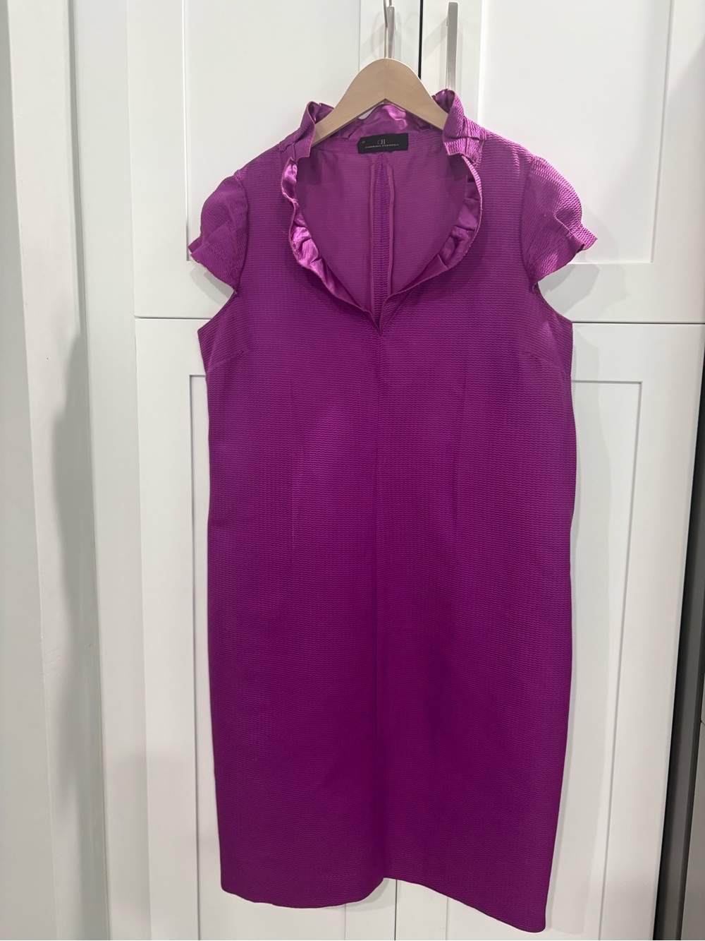 Carolina Herrera Fuchsia Ruffle-Trim Dress